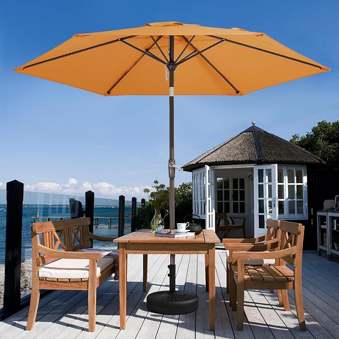 JEAREY 7.5FT Patio Umbrella Market Table Umbrella with 6 Sturdy Ribs, Push Button Tilt/Crank Outdoor Umbrella for Garden, Deck, Backyard, Pool and Beach,Tropical Orange - Image 7
