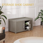 Storage Bench - 2 Doors Waterproof Resin Shoe Bench with Adjustable Shelves - Indoor & Outdoor Use, Entryway Bench with Seating for Bedroom, Living Room, Hallway - Grey - Image 8