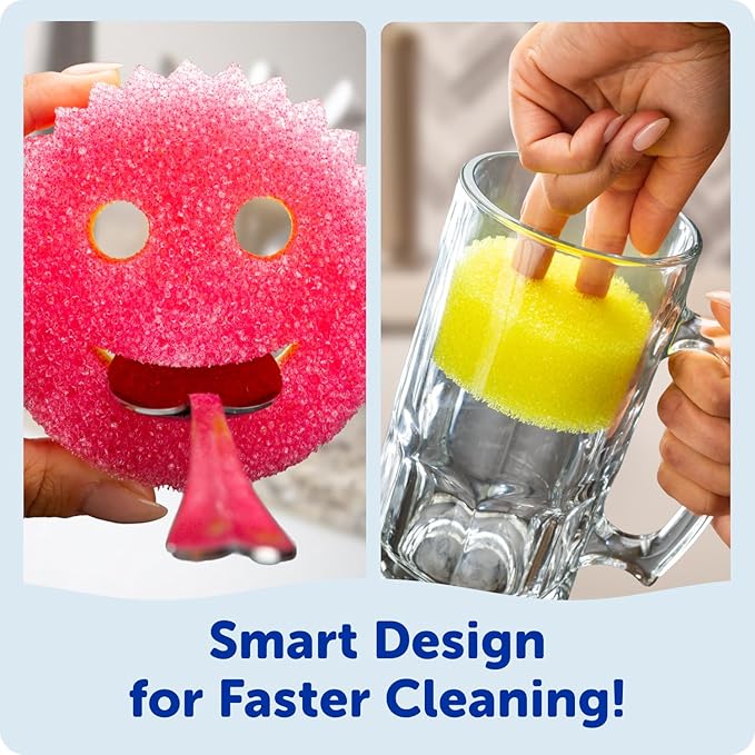Scrub Daddy 6 Scrub Mommy Kitchen Sponges & 1 Daddy Caddy Sponge Holder - Image 4