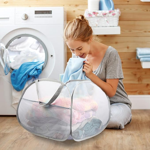 2 Pack Collapsible Laundry Baskets, 90L Large Foldable Laundry Basket, Durable - Image 2