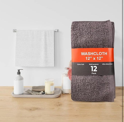 12 Pack Washcloths | Multicolour 100% Cotton Extra Absorbent Face Towels | Soft - Image 2