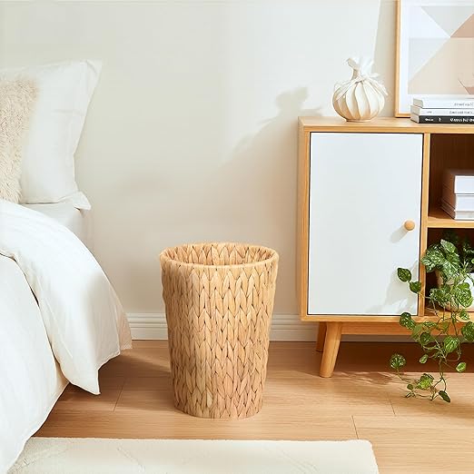 2 Pack Wicker Trash Can, Small Bathroom Trash Can, 2 Gallon Woven Natural Water - Image 7