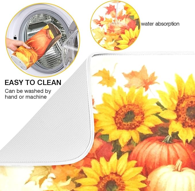 Pumpkin Sunflower Autumn Thanksgiving Dish Drying Mat - Image 4
