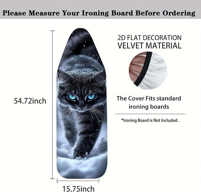 Nuxovilar Snowy Black Cat with Blue Eyes Ironing Board Cover, 15 * 54inch - Image 4