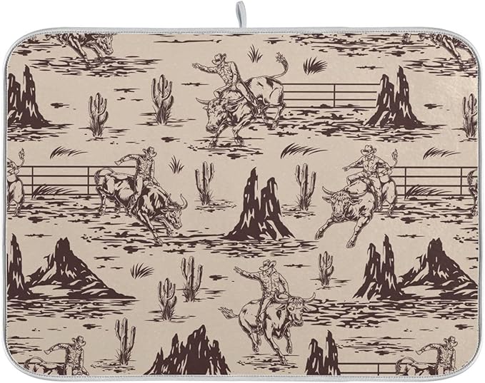 West Cactus Cowboy Dish Drying Mat by BOENLE-WELCOMEYOURCOMING