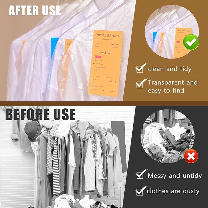 20 Pack Plastic Garment Bags Clear Dress Covers - Image 5