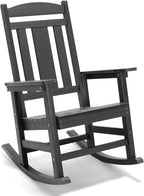 LUE BONA Outdoor Rocking Chairs Set of 4, Weather Resistant HDPS Poly Rocker Chairs, 350lb Heavy Duty, Oversized Porch Rocker for Adult, High Back Smooth Rocking Chairs for Outdoor & Indoor, Gray - Image 8
