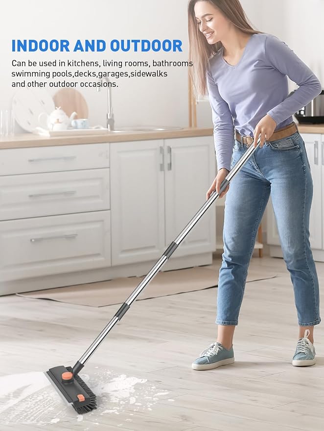 Floor Scrub Brush with Long Handle, 3 in 1 Multi-Angle Heavy Duty Stiff Bristle - Image 7