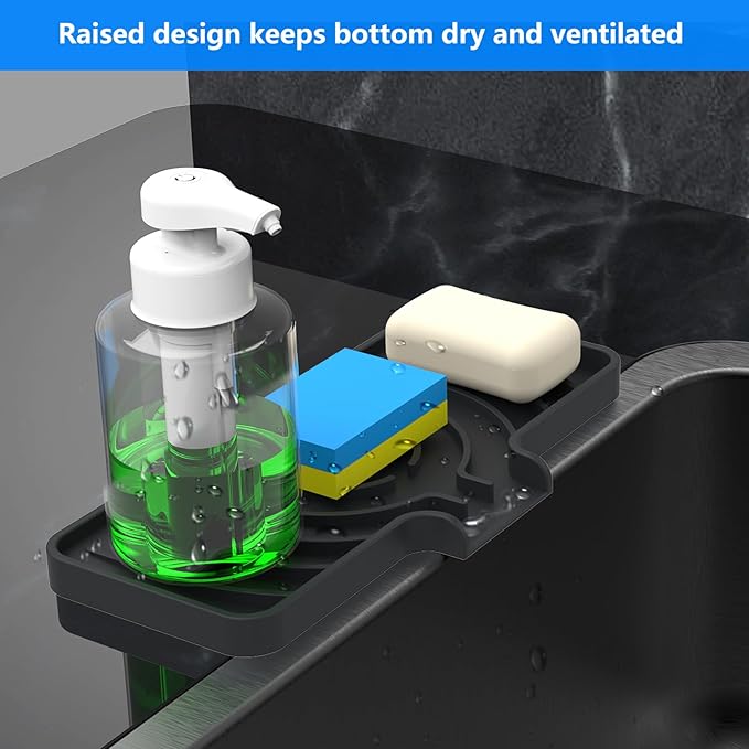 Sponge Holder for Kitchen Sink, Dish Sponge Holder & Soap Tray - Image 4