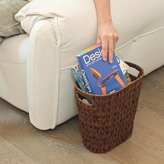 PINXIURY Wicker Trash Can, Watse Basket, Woven Bathroom Trash Can - Image 7