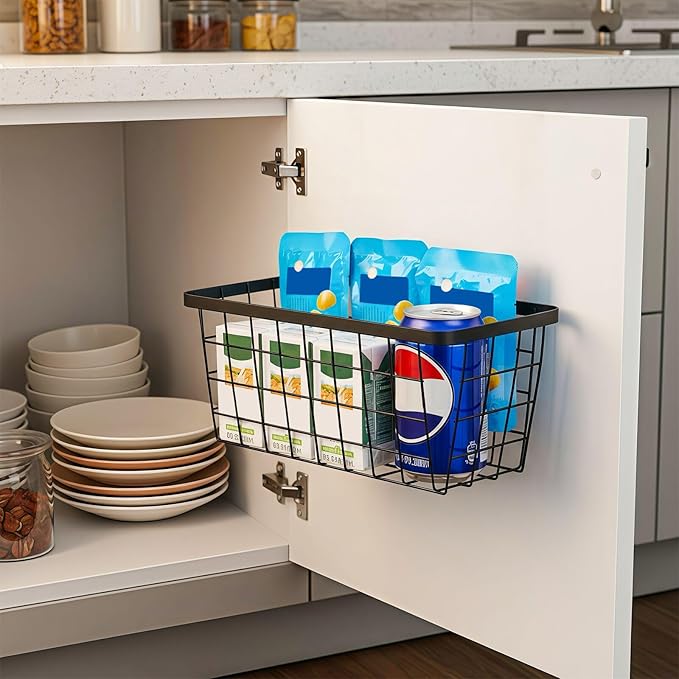 4 set Hanging Wall Basket Organizer, Over the Cabinet Door Wire Baskets - Image 5