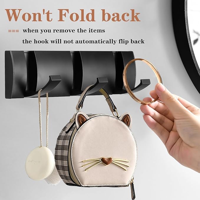 Folding Coat Hooks, Wall Mounted Coat Rack - Image 2