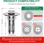 ​Bathroom Sink Drain Strainer, Universal Pop-Up Sink Stopper Hair Catcher - Image 7