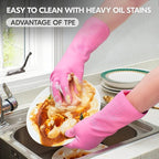 Vgo... Household Cleaning Gloves, Double-layer, Lined Dishwashing Gloves - Image 5