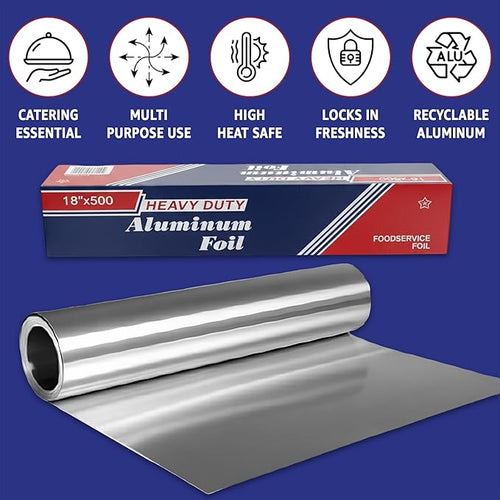 18" x 500' Heavy Duty Commercial Grade Food Safe Aluminum Foil Roll - Image 2