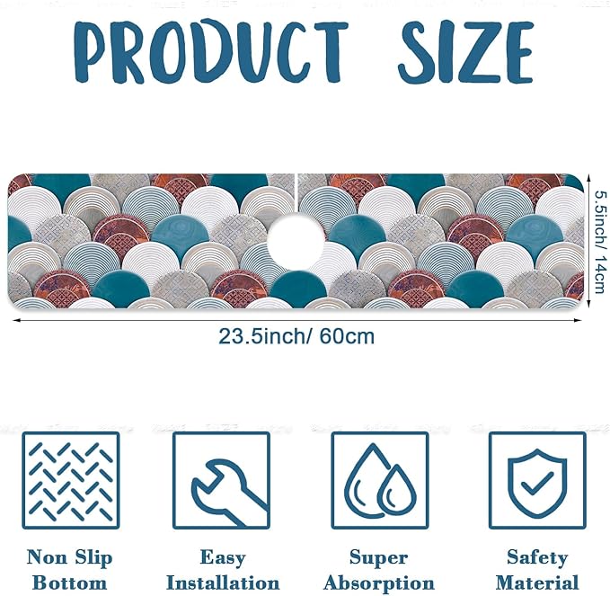 Wall Tiles Texture Sink Faucet Absorbing Mat Ceramic Decor Super Absorbent Fast - Image 2