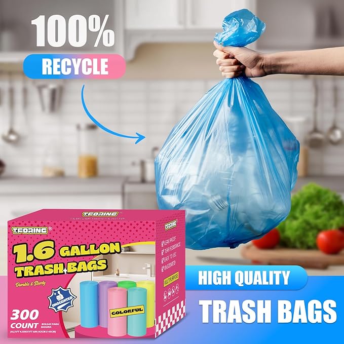 300 Count 1.6 Gallon Mini Trash Bags - Image 6