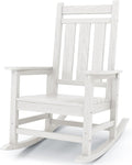 KINGYES Oversized Outdoor Rocking Chair, All-Weather Patio Rocking Chairs for Porch, HDPE Outdoor Patio Rockers with High Back & Wide Seat for Garden, Lawn, White by KINGYES