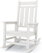 KINGYES Oversized Outdoor Rocking Chair, All-Weather Patio Rocking Chairs for Porch, HDPE Outdoor Patio Rockers with High Back & Wide Seat for Garden, Lawn, White by KINGYES