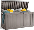 90 Gallon Resin Deck Box, Lockable Patio Outdoor Storage Box for Furniture, Garden Tools and Tools Storage, Waterproof Outside Storage Boxes - Grey by OutdoorLivingPerfected