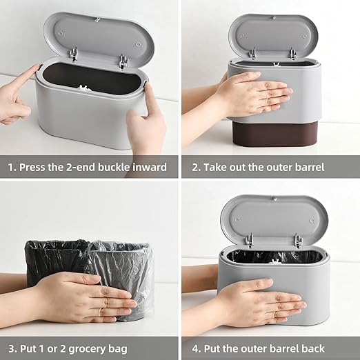 SUBEKYU 0.5 Gal Mini Countertop Trash Can - Image 4