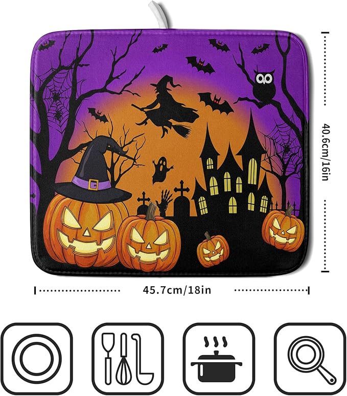 Happy Halloween Pumpkin Dish Drying Mat - Image 2
