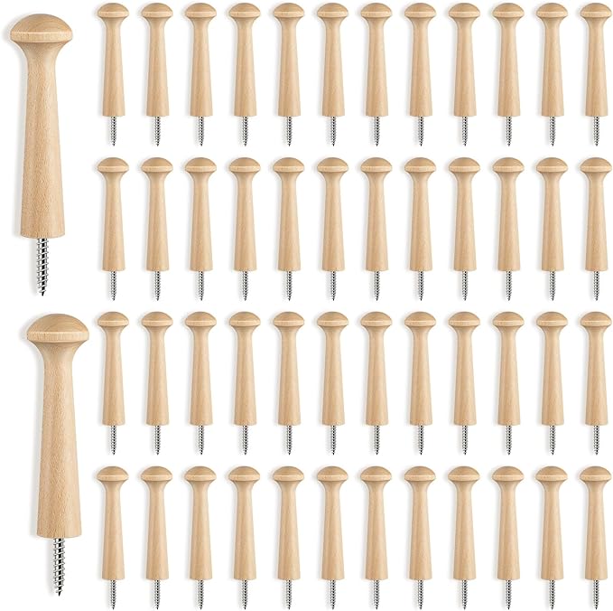 50 Pieces Wooden Shaker Peg Screw-on Pegs 3.62 Inch Long Unfinished Wood Shaker by Jetec