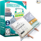 TAILI 6 Pack Vacuum Storage Bags, LONG SIDE ZIP, Vacuum Seal Bags by TAILI