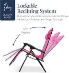 Best Choice Products Oversized Padded Zero Gravity Chair, Folding Outdoor Patio Recliner, XL Anti Gravity Lounger for Backyard w/Headrest, Cup Holder, Side Tray, Polyester Mesh - Hot Pink - Image 7