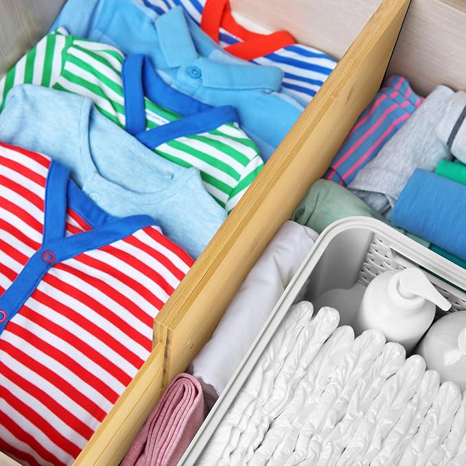 4 Pcs Deep Bamboo Drawer Dividers, Deep Kitchen Dresser Drawer Organizer - Image 5