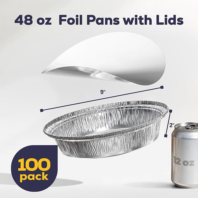 Fit Meal Prep 100 Pack 9” Round Aluminum Foil Pans - Image 2
