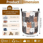 Cute Cat Laundry Basket, Waterproof Cats Laundry Hamper, Collapsible Organizer - Image 2