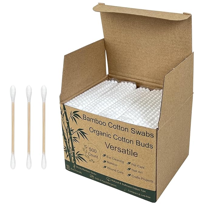 Bamboo Cotton Swabs – Sturdy Bamboo Sticks & Soft Cotton Tips – 100% by MeanHoo