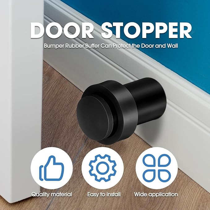 Chumia 30 Pcs Door Stopper Mounted Floor Stops Stainless Steel Cylindrical - Image 4