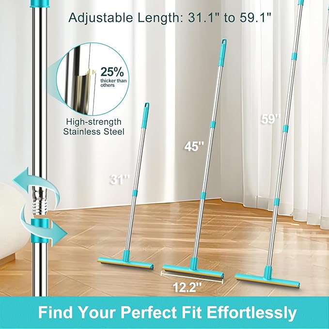Carpet Rake for Pet Hair Removal, Dog Cat Fur Remover Rubber Broom, Stainless - Image 4