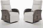 Belord Dual-Adjust Outdoor Swivel Recliner Chair – Reclining Patio Chair with Adjustable Backrest and Footrest, All-Weather Wicker Chaise Lounge Chair Outdoor for Pool Deck Brown (Upgraded 2.0) by Belord