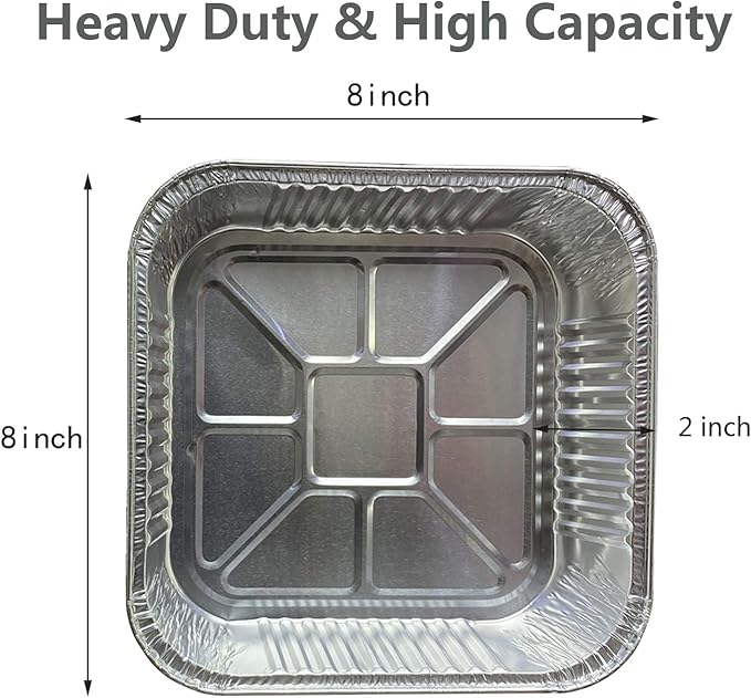 25pack- 8 x 8 Aluminum foil Pans Disposable Heavy Duty Square baking Cake Pan - Image 4