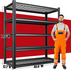 Set of 2 Garage Shelving-3000 lbs 5 Tier Storage Shelves,Adjustable Heavy Duty Metal Shelving Unit and Storage Large Wire Rack,Utility Steel Shelf for Warehouse Industrial Pantry Basement 71"x46"x18" - Image 3