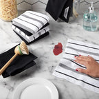 KitchenAid Albany Dishcloth 8 Pack Set, Matte Black/White - Image 2