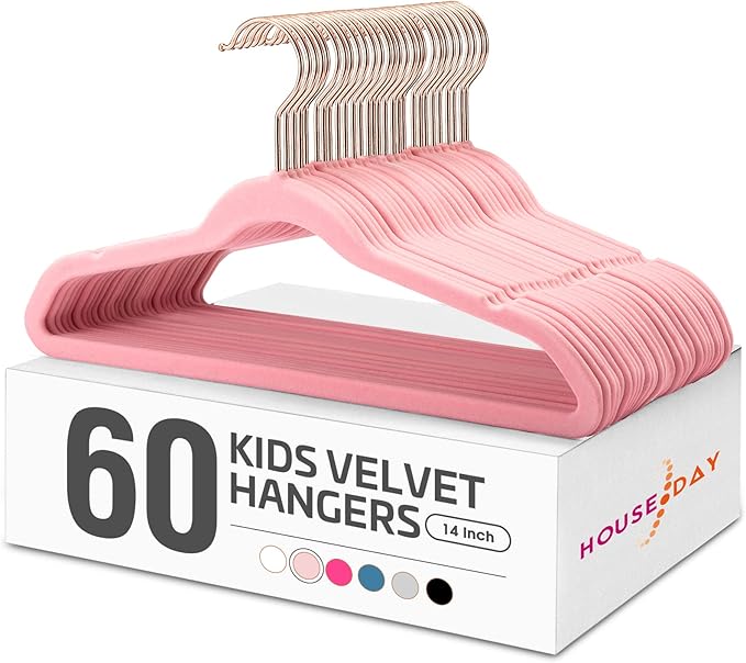 HOUSE DAY Velvet Kids Hangers 60 Pack, Premium Childrens Hangers by HOUSEDAY