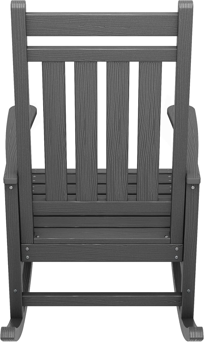 SERWALL Outdoor Rocking Chair Set of 2, HDPE Rocking Chairs for Adult, All Weather Porch Rockers for Lawn Garden, Grey - Image 7