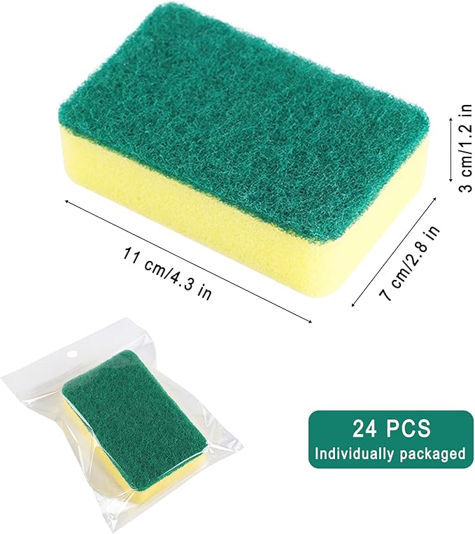 24 Pack Sponge Individually Wrapped, Bulk Kitchen Dishwashing Sponge, Non - Image 7