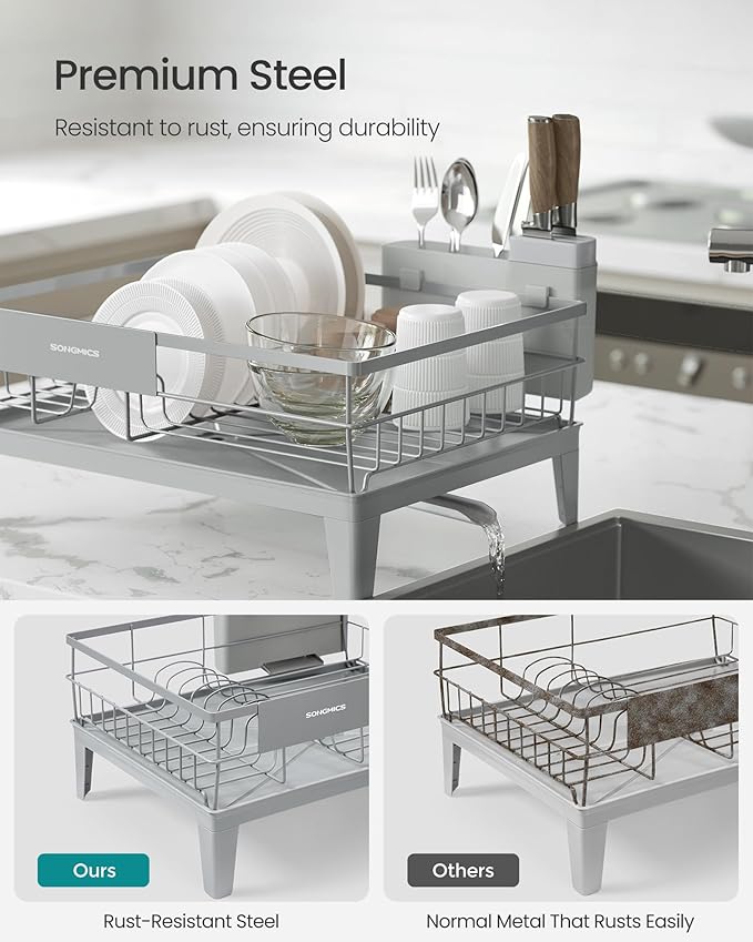 SONGMICS Dish Drying Rack, Kitchen Dish Rack, - Image 3