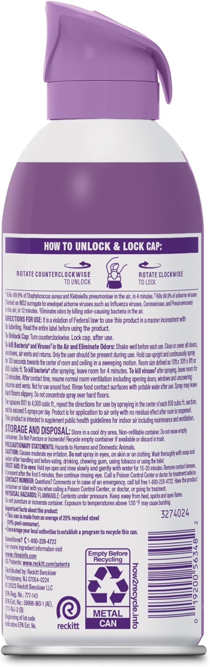 Lysol Air Sanitizer Spray with Bacterial Odor Eliminator - Image 9