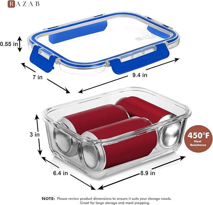 Razab 4 Pcs 1860ml / 63 Oz Large Glass Food Storage Containers - Image 4