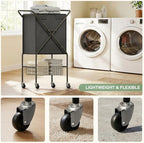Laundry Basket with Wheels:88L Rolling Laundry Cart Foldable Metal Frame Dirty - Image 3