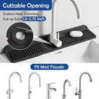 24"Longer Silicone Faucet Mat For Kitchen Sink Splash Guard -7° Slope Snap - Image 6
