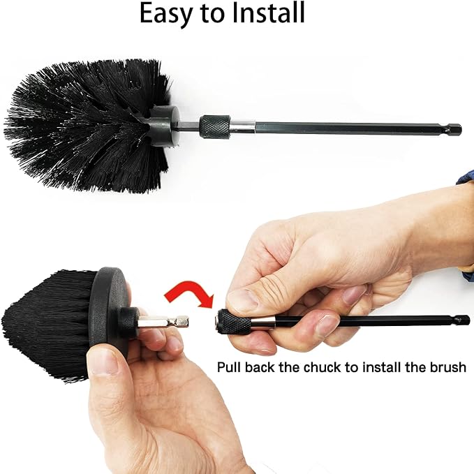 Drill Brush Attachment Set, 7 Pack 1/4in Power Scrubber Brush + Extend Long Rod - Image 6