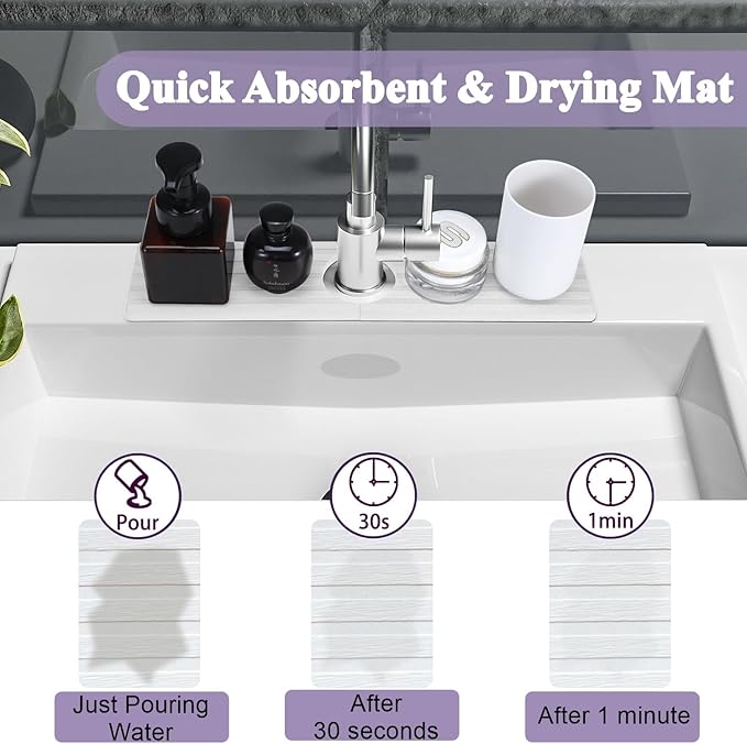 WIFORH Sink Faucet Mat, Quick Drying Stone Mat - Image 3