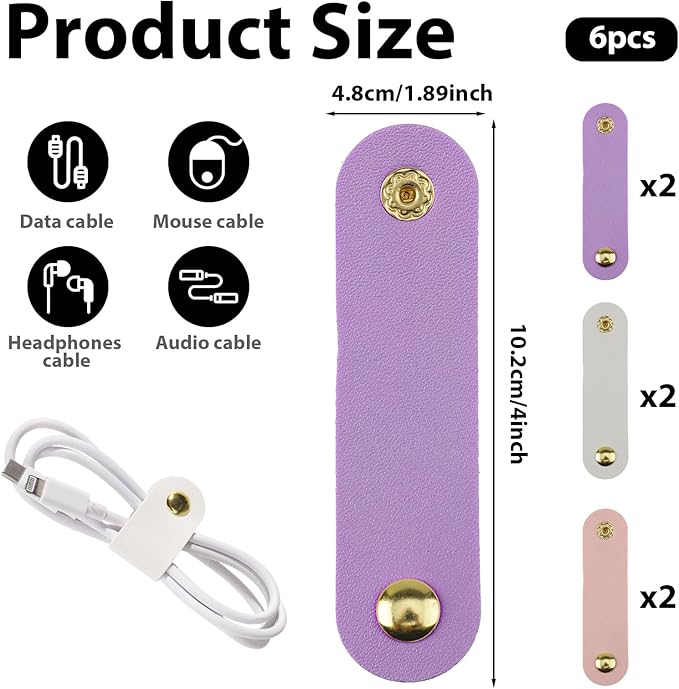 6pcs Leather Cable Organizer - Image 2